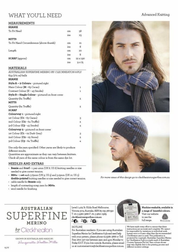 Men's Beanie, Mitts & Scarf Leaflet 453 - Image 2