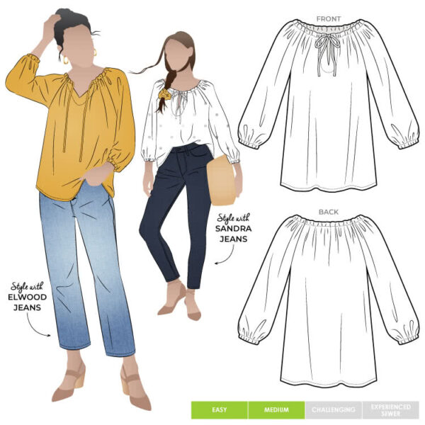 Style Arc Anita Peasant Blouse (sizes 18 to 30)