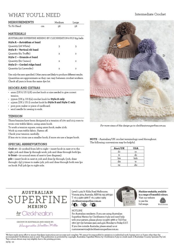 Cleckheaton - Customised Crochet Beanie Leaflet 438 - Image 2