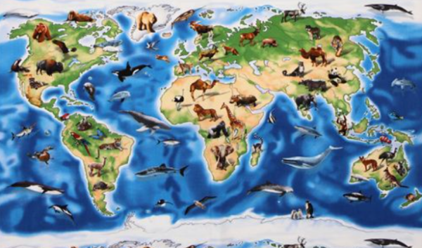 World Map Animal Panel