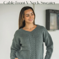 Crucci  Cable Front V Neck Sweater 2305 Leaflet