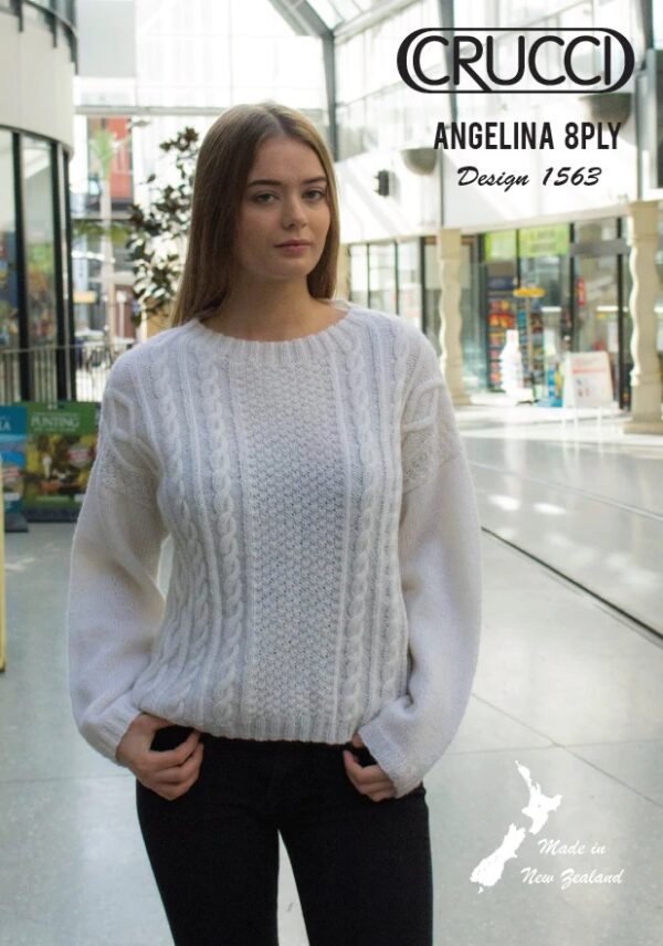 Crucci Ladies Aran Sweater Leaflet 1563