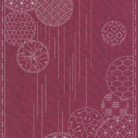 Sashiko Cloth ” Windchimes” Burgundy
