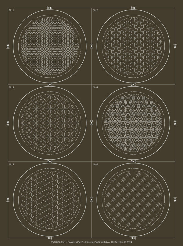 Sashiko Coasters - 5 set in Slate