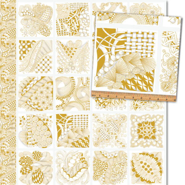 Tangle Time  Gold and White Panel