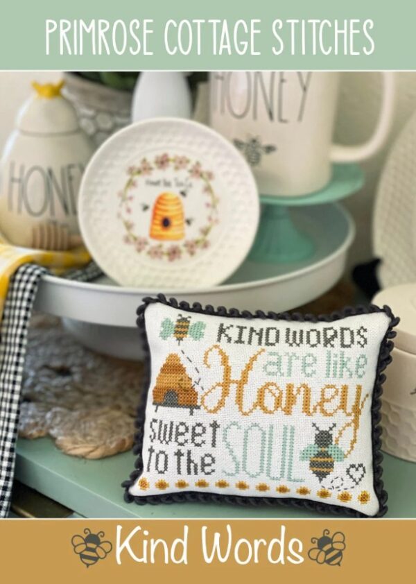 Kind Words Cross Stitch by Lindsey Weight of Primrose Cottage Stitches - PAPER Pattern