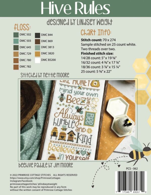 Hive Rules by  Lindsey Weight of Primrose Cottage - Paper Pattern - Image 2