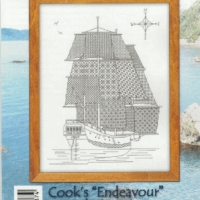 Cook's "Endeavour" in Blackwork by Lynn Mannings