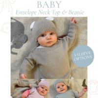 Crucci Knitting Pattern 2416 Baby Envelope Neck Top + Beanie