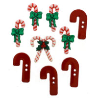 Jesse James Dress It Up Buttons - Candy Striped Christmas