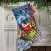 Santa's Flight Christmas Stocking Cross Stitch Kit