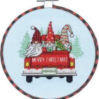 Red Truck Gnomes Cross Stitch Kit