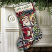Candy Cane Santa Stocking Cross Stitch Kit