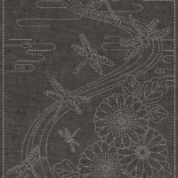 Sashiko Cloth "Twilight Dragonfly” Brown